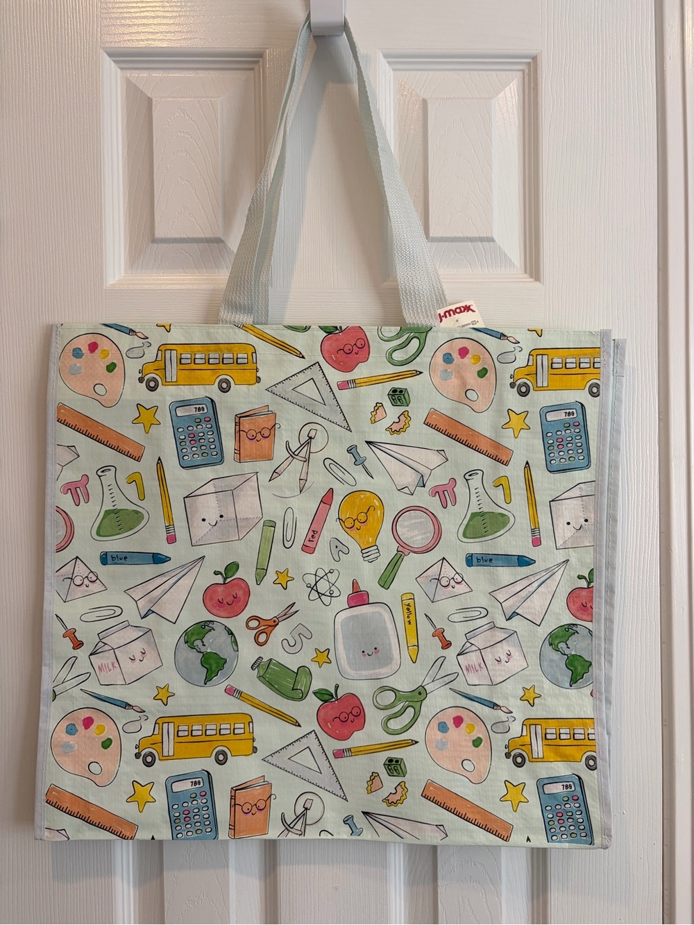 TJ Maxx Kids School Pattern Reusable Tote Bag ✏️📓🛍️